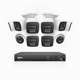 H800 - Zestaw do Monitoringu PoE 10 Kamery (8 Tubowa & 2 Kopułkowa) 4K z 16-Kanałowy Rejestratorem NVR, Noktowizor kolorowy i IR, 1/2.4" progresywny sensor CMOS, Identyfikacji osób lub pojazdów, Wbudowany mikrofon, IP67, Obsługuje RTSP i ONVIF